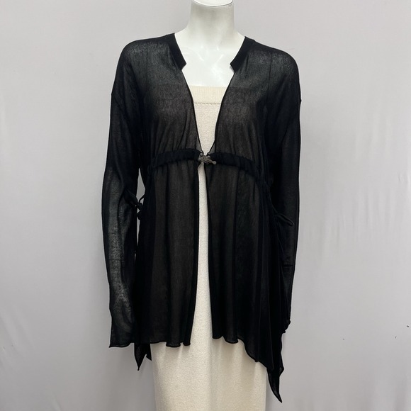 All Saints Jacket BLack Sheer Metal Buckle Malone Cardigan Bows Size 12‎